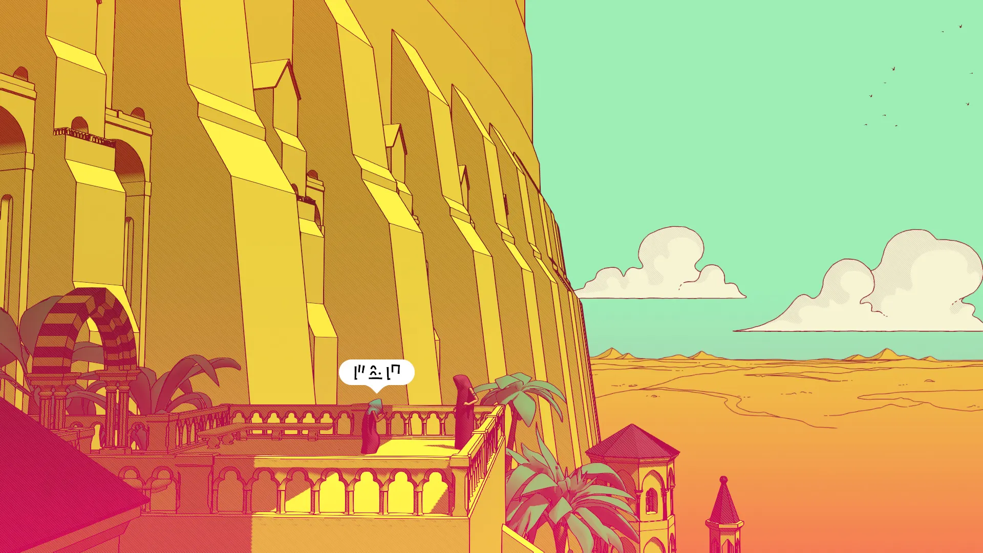 An indecipherable dialog in Chants of Sennaar.