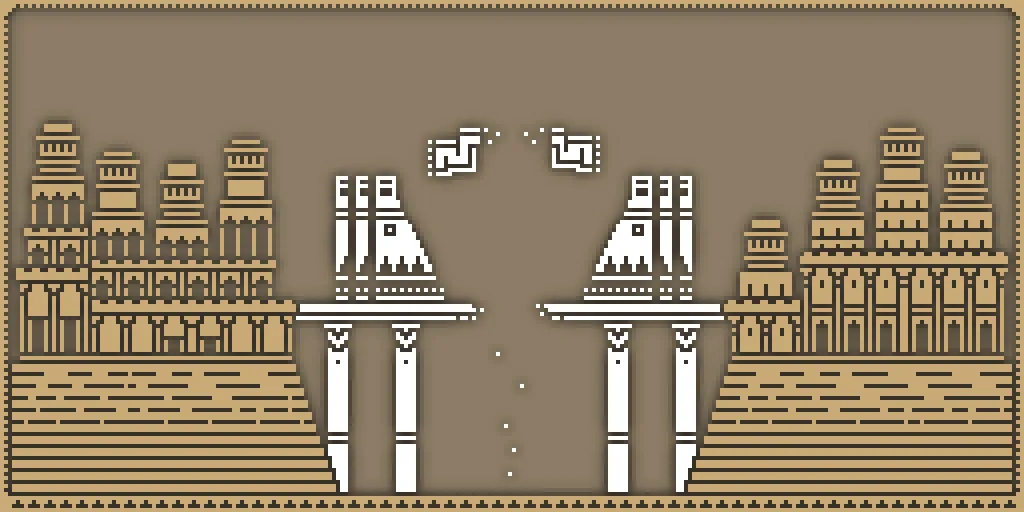 A mural displaying two groups of travellers looking in different directions.